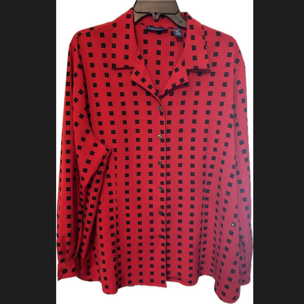 Karen Scott II Collared Button Down Blouse 2X